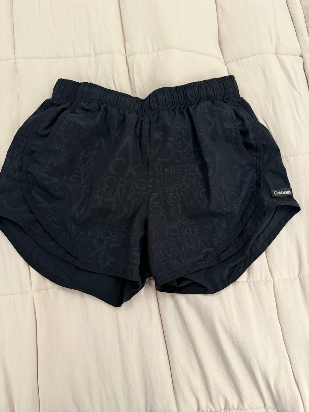 Calvin Klein Black Logo-Print Athletic Shorts
